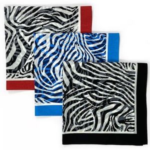 Zebra Scarves UNISEX Bandanas Face Covers RED BLUE BLACK Sheer Combo 3 Pack NWT